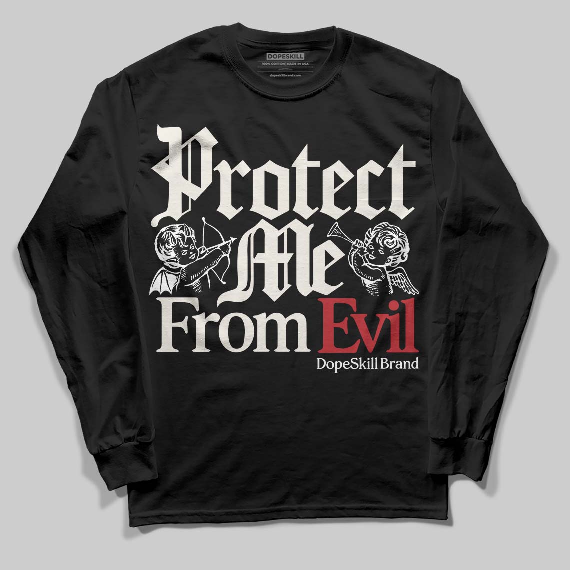 Nigel Sylvester x Jordan 1 Low OG “Nitro” DopeSkill Long Sleeve T-Shirt Protect Me From Evil Graphic Streetwear - Black