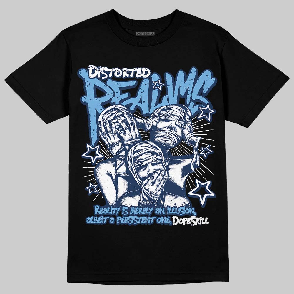 Jordan 4 SB “Summit White/Navy” DopeSkill T-Shirt Distorted Realms Graphic Streetwear - Black