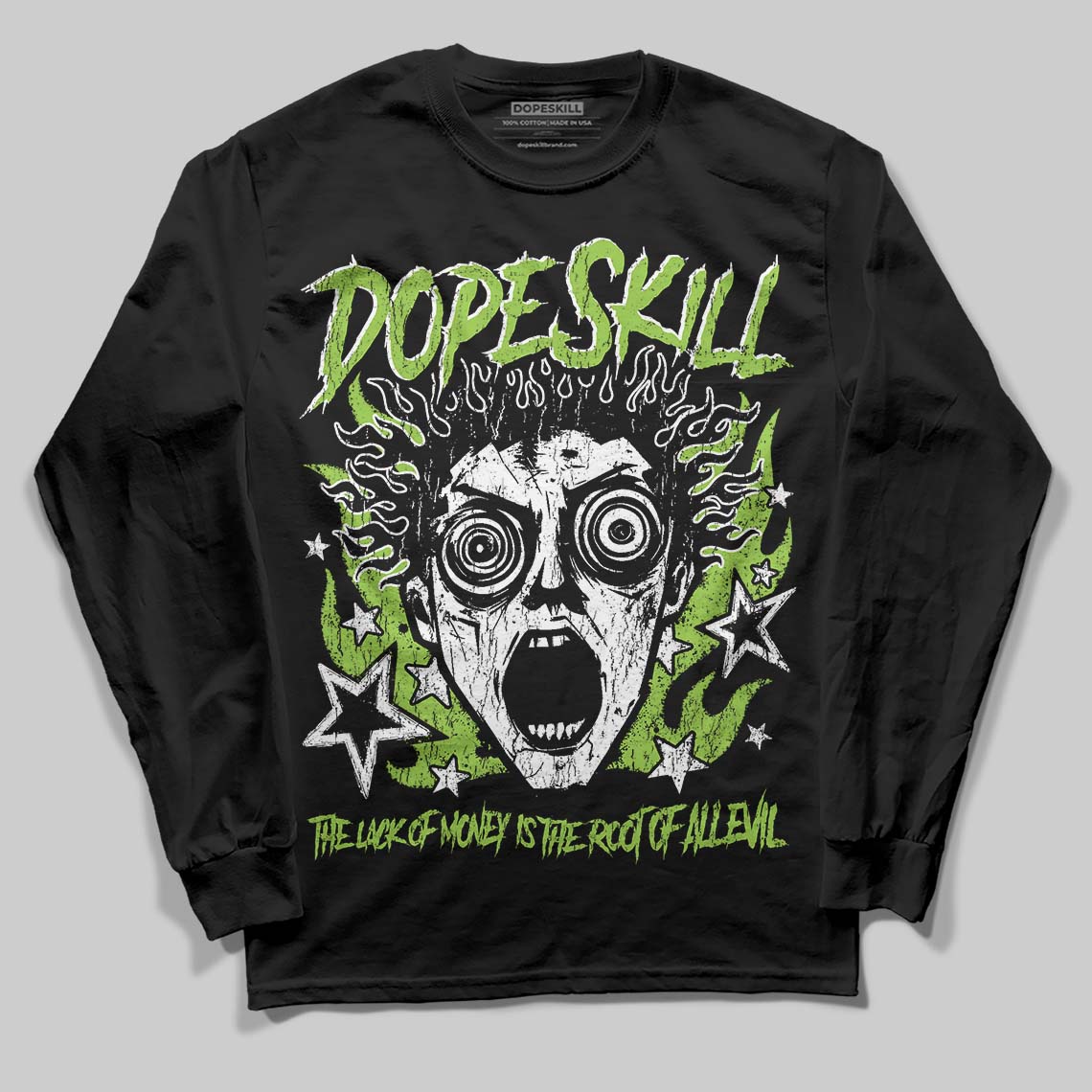 Neon Green Sneakers DopeSkill Long Sleeve T-Shirt Root of Evil Graphic Streetwear - black