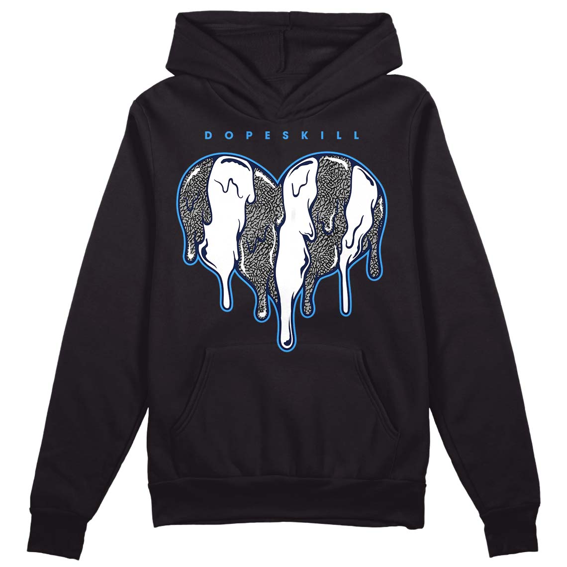 Jordan 3 "Midnight Navy" DopeSkill Hoodie Sweatshirt Slime Drip Heart Graphic Streetwear - Black