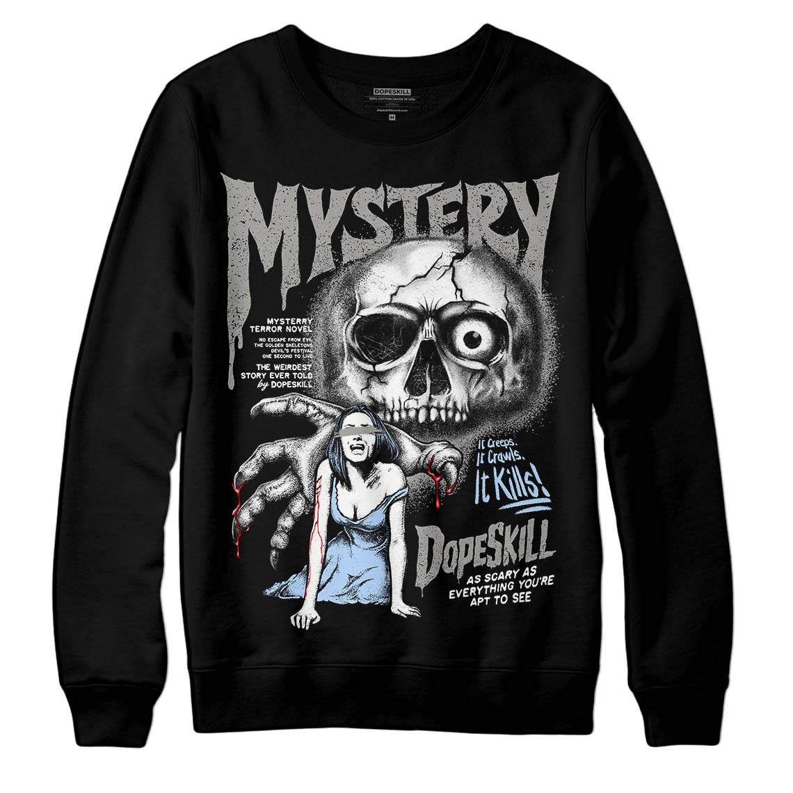 Jordan 6 Retro Cool Grey DopeSkill Sweatshirt Mystery Ghostly Grasp Graphic Streetwear - Black