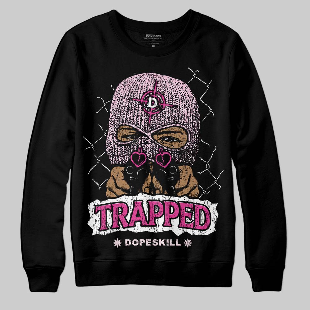 Pink Sneakers DopeSkill Sweatshirt New Trapped Graphic Streetwear - Black