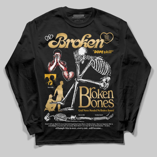 Jordan 12 Retro 'Taxi' 2025 DopeSkill Long Sleeve T-Shirt Broken Bones Graphic Streetwear - black