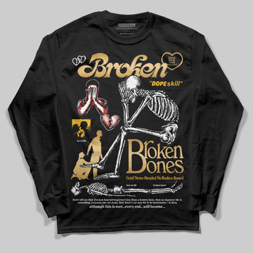 Jordan 12 Retro 'Taxi' 2025 DopeSkill Long Sleeve T-Shirt Broken Bones Graphic Streetwear - black