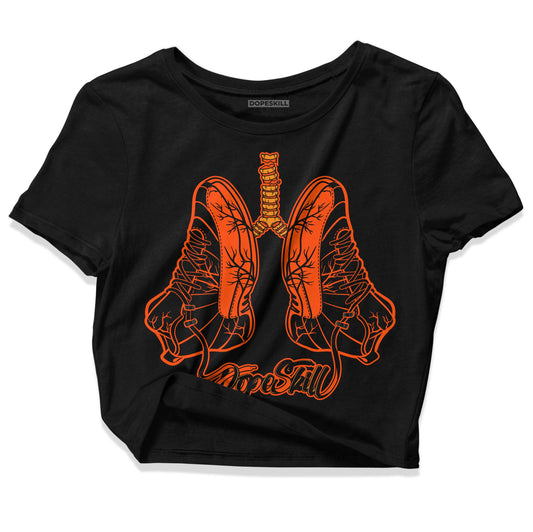 Jordan 12 Retro Brilliant Orange DopeSkill Women's Crop Top Breathe Graphic Streetwear - Black