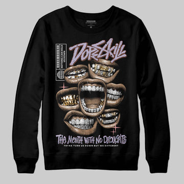 Harris Tweed x Dunk Low Denim Turquoise and Baroque Brown DopeSkill Sweatshirt The Mouth With No Droughts Graphic Streetwear - Black