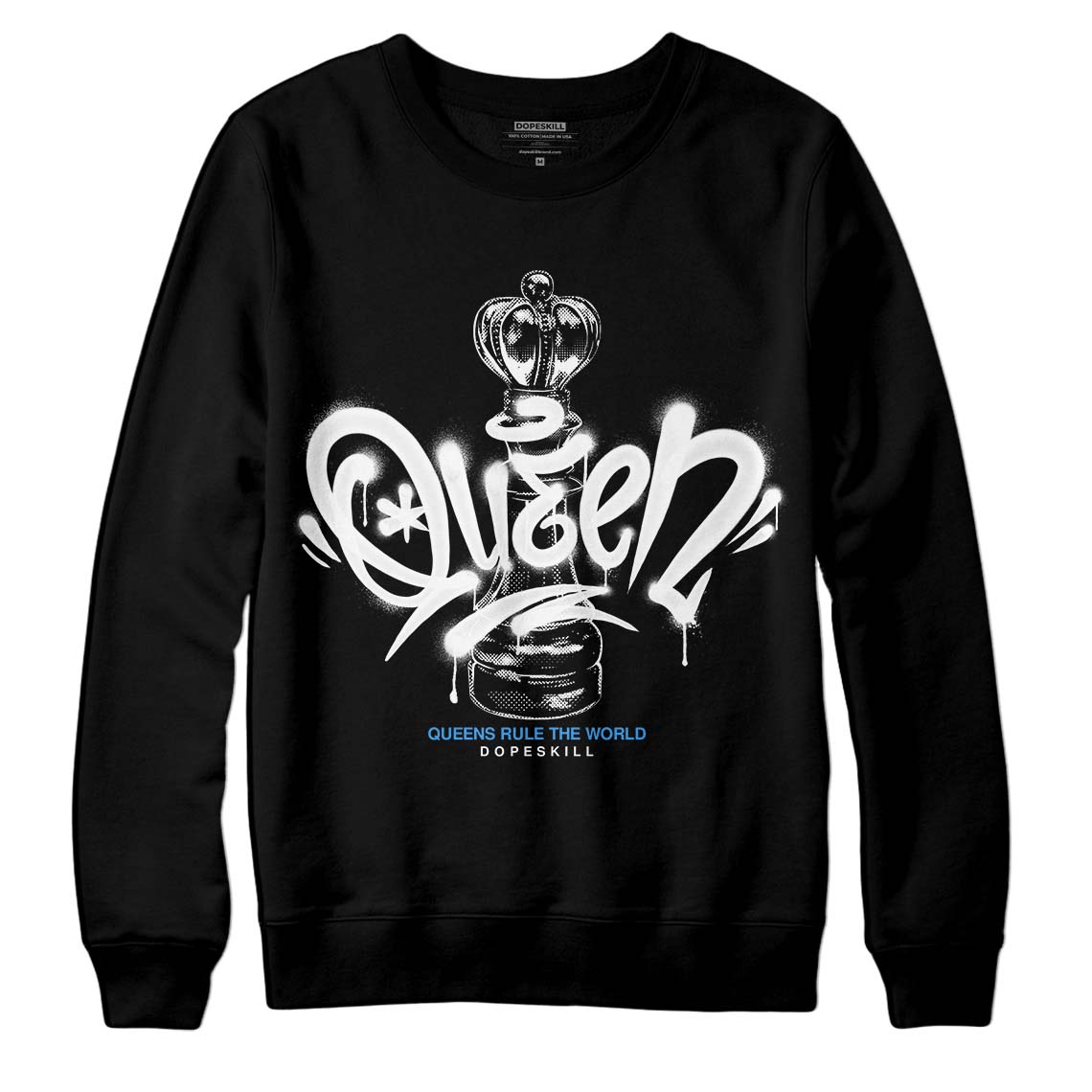 Jordan 3 "Midnight Navy" DopeSkill Sweatshirt Queen Chess Graphic Streetwear - Black