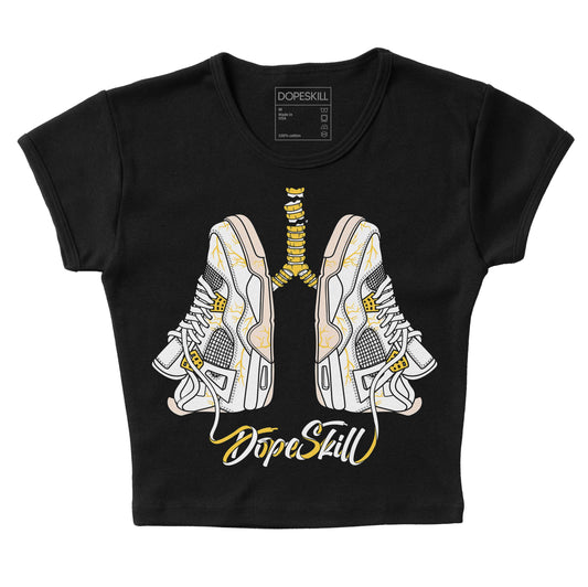 Jordan 4 "Sail" DopeSkill Women's Crop Top Breathe Graphic Streetwear - Black 