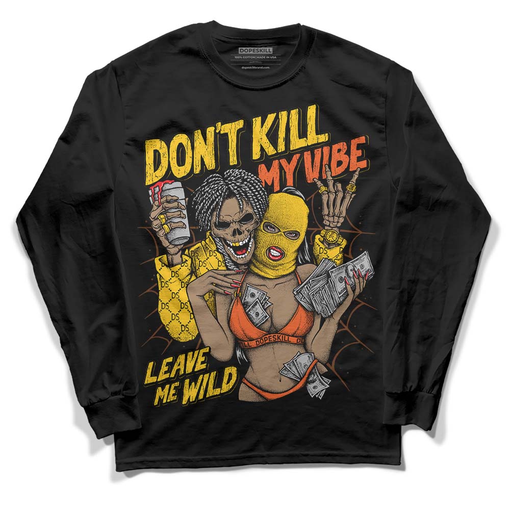 Yellow Sneakers DopeSkill Long Sleeve T-Shirt Don't Kill My Vibe Graphic Streetwear - Black