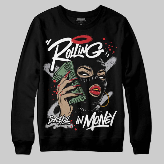 Jordan 4 OG “White Cement” DopeSkill Sweatshirt Rolling in Money Graphic Streetwear - Black