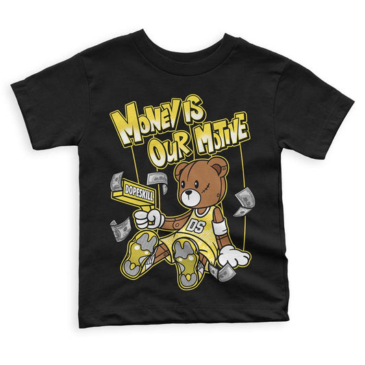 Jordan 11 Low 'Yellow Snakeskin' DopeSkill Toddler Kids T-shirt Money Is Our Motive Bear Graphic Streetwear - Black