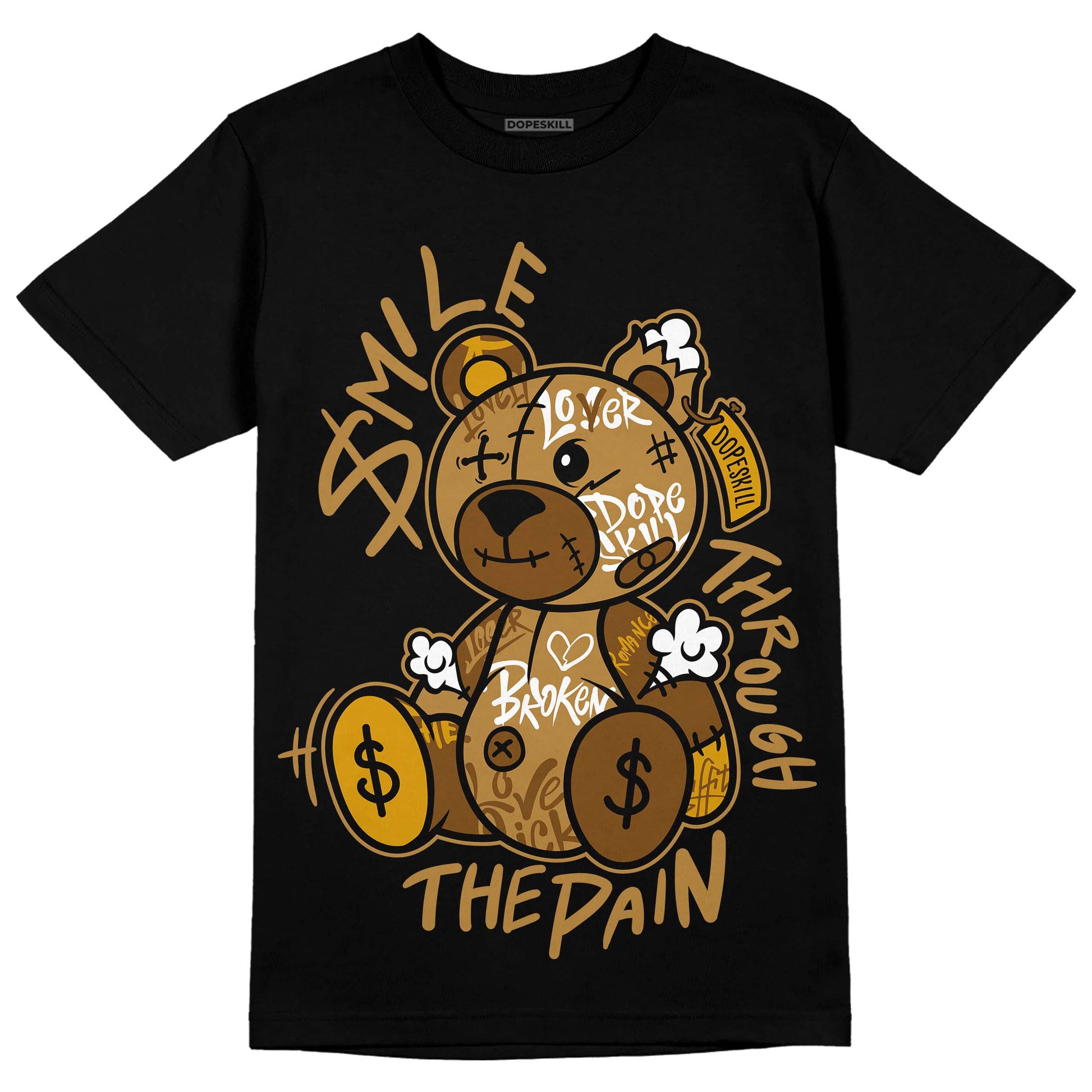 Jordan 13 Wheat 2023 DopeSkill T-Shirt Smile Through The Pain Graphic Streetwear - Black