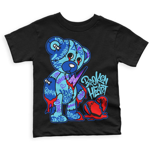 Dunk Low Argon DopeSkill Toddler Kids T-shirt Broken Heart Graphic Streetwear  - Black 