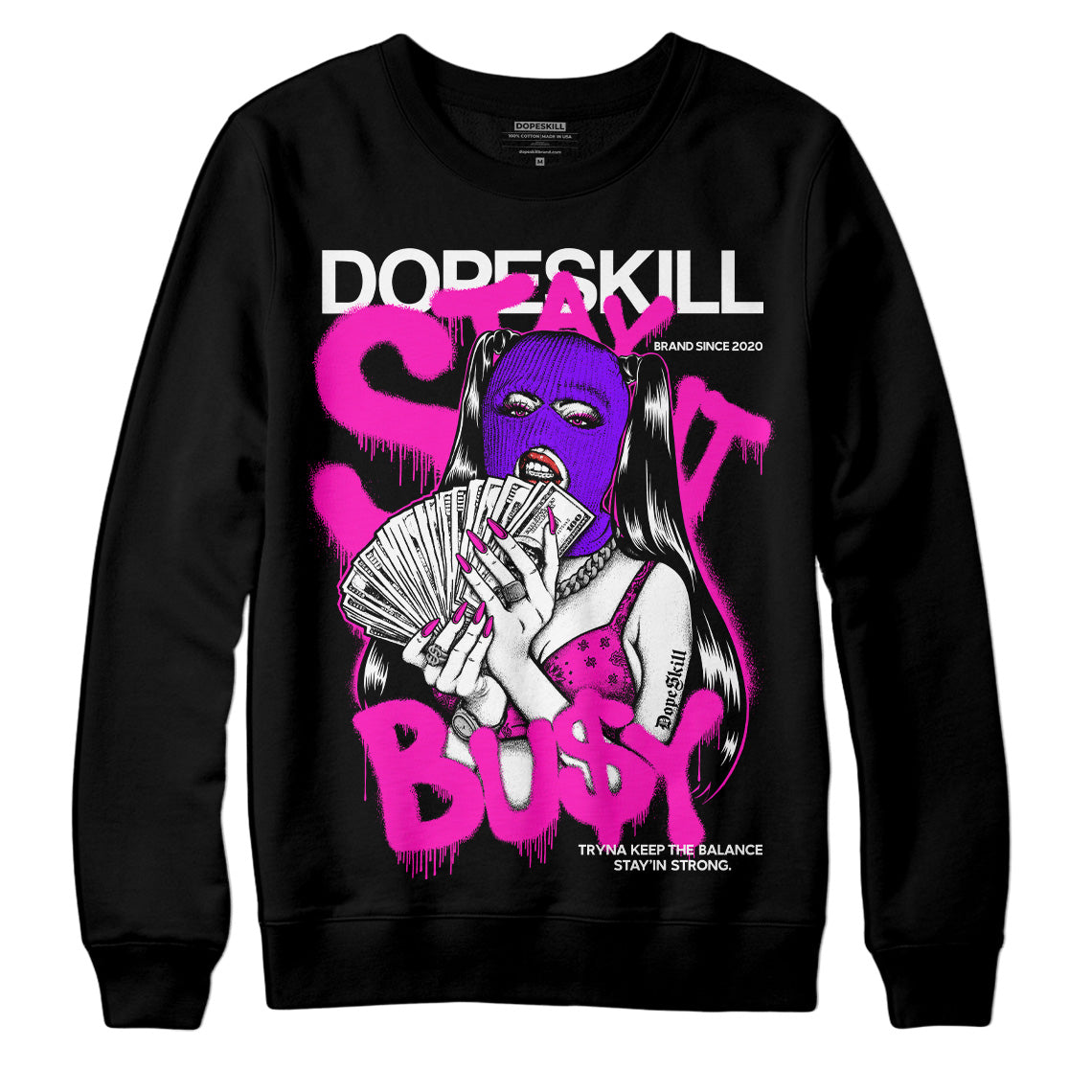 Dunk Low GS “Active Fuchsia” DopeSkill Sweatshirt Stay It Busy Graphic Streetwear - Black