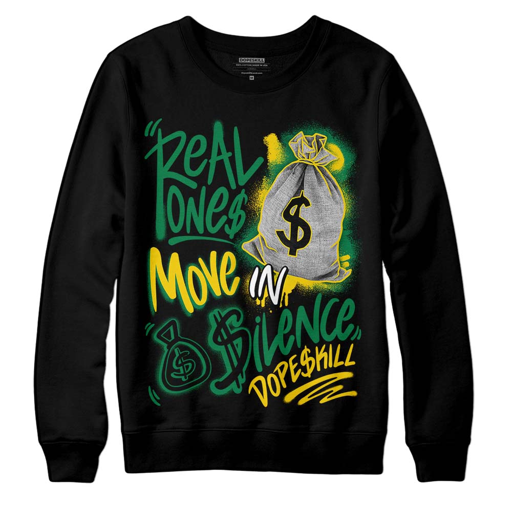 Green Sneakers DopeSkill Sweatshirt Real Ones Move In Silence Graphic Streetwear - Black