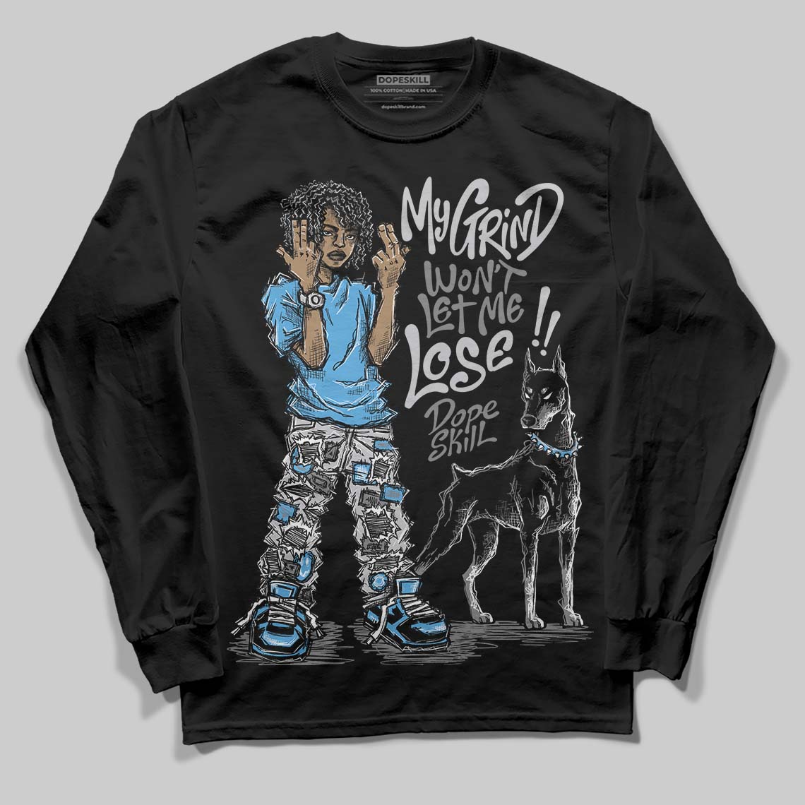 Grey Sneakers DopeSkill Long Sleeve T-Shirt My Grind Won't Let Me Lose Graphic Streetwear - Black