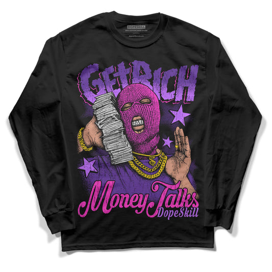 PURPLE Sneakers DopeSkill Long Sleeve T-Shirt Get Rich Graphic Streetwear - Black