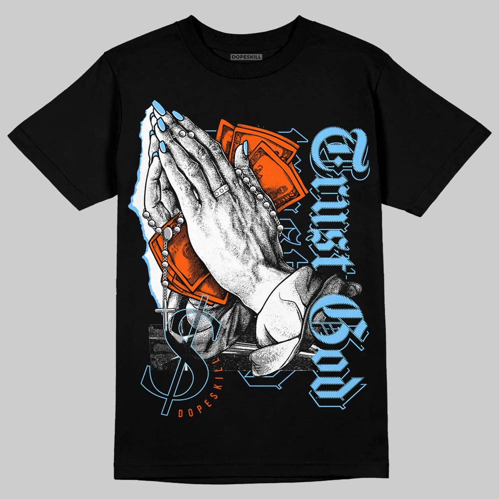 Dunk Low Futura University Blue DopeSkill T-Shirt Trust God Graphic Streetwear - Black