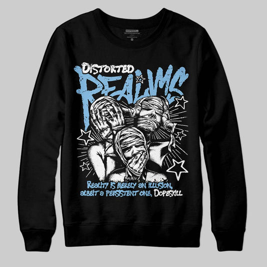 University Blue Sneakers DopeSkill Sweatshirt Distorted Realms Graphic Streetwear - Black