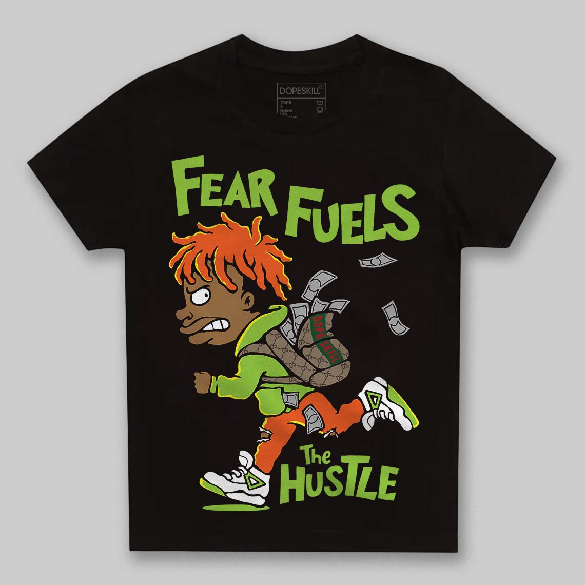 Neon Green Sneakers DopeSkill Toddler Kids T-shirt Fear Fuels The Hustle Graphic Streetwear - Black