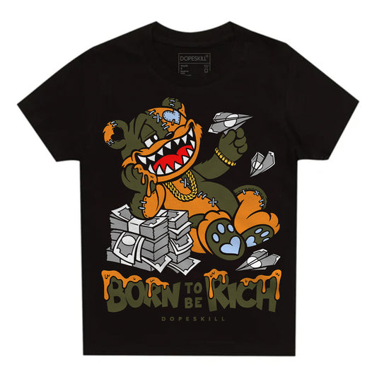 Jordan 5 "Olive" DopeSkill Toddler Kids T-shirt Born To Be Rich Graphic Streetwear - Black