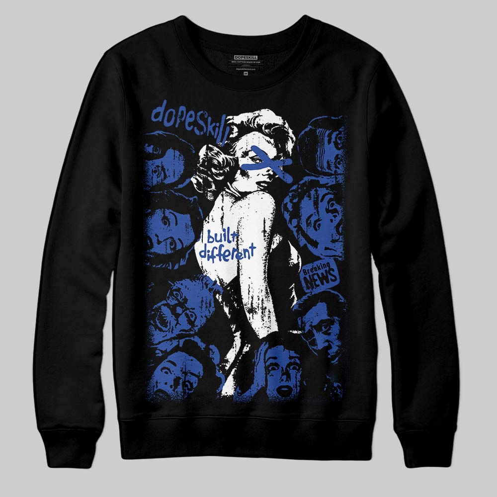 Royal Blue Sneakers DopeSkill Sweatshirt Built Different Graphic Streetwear - Black