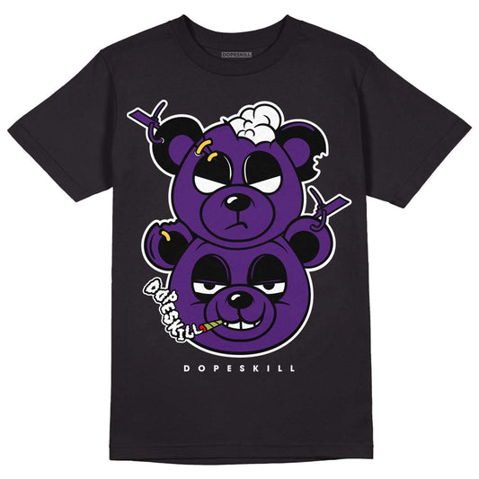 Jordan 12 “Field Purple” DopeSkill T-Shirt New Double Bear Graphic Streetwear - Black