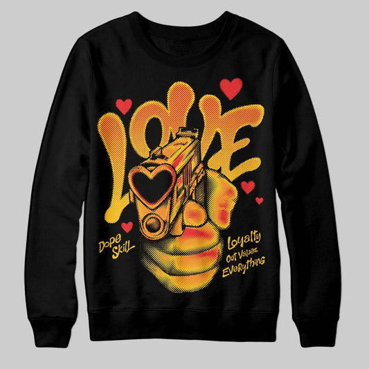 Yellow Sneakers DopeSkill Sweatshirt Love Shot Graphic Streetwear - Black