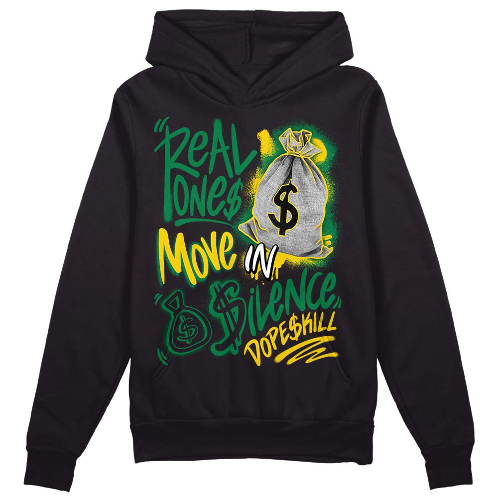 Green Sneakers DopeSkill Hoodie Sweatshirt Real Ones Move In Silence Graphic Streetwear - Black