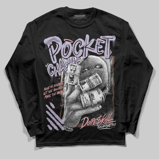 Harris Tweed x Dunk Low Denim Turquoise and Baroque Brown DopeSkill Long Sleeve T-Shirt Pocket Change Graphic Streetwear - Black