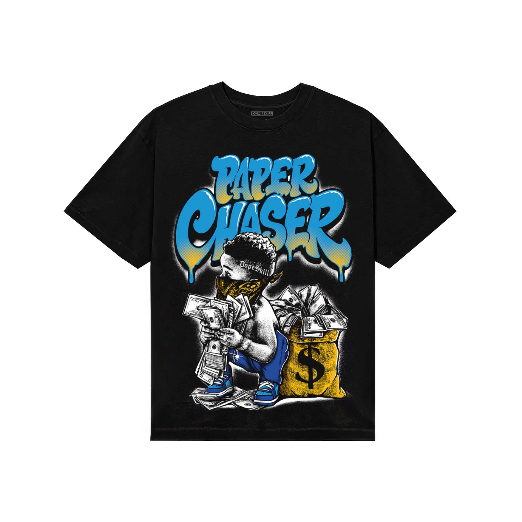 Royal Blue Sneakers DopeSkill T-Shirt Paper Chaser Boy Graphic Streetwear - Black