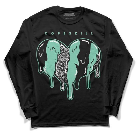 Jordan 3 "Green Glow" DopeSkill Long Sleeve T-Shirt Slime Drip Heart Graphic Streetwear - Black