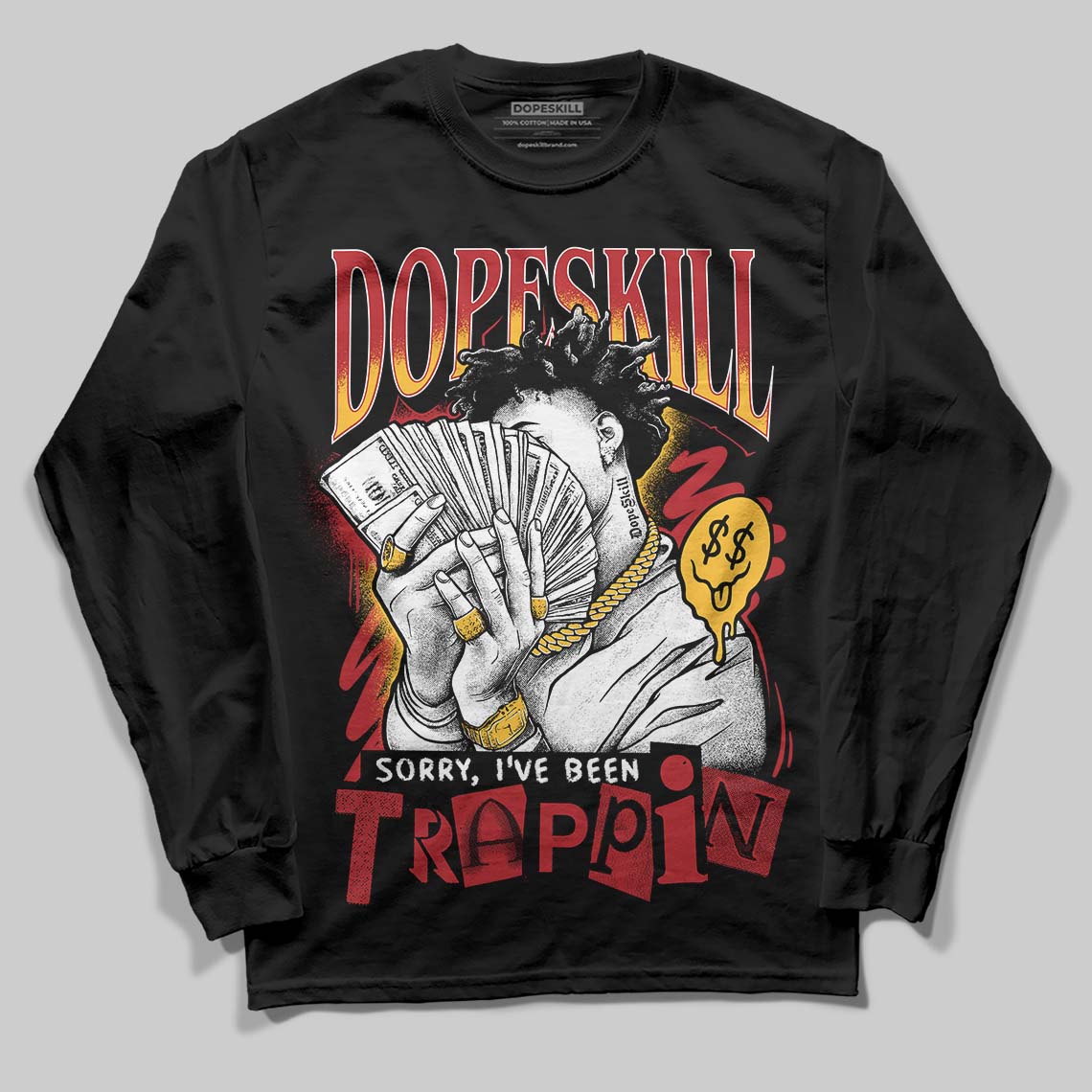 Jordan 14 Golf “Last Shot” DopeSkill Long Sleeve T-Shirt Sorry I've Been Trappin Graphic Streetwear - Black