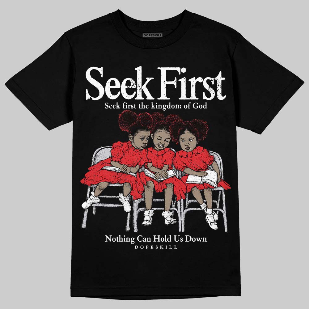 Jordan 4 Retro Red Cement DopeSkill T-Shirt New Seek First Graphic Streetwear - Black