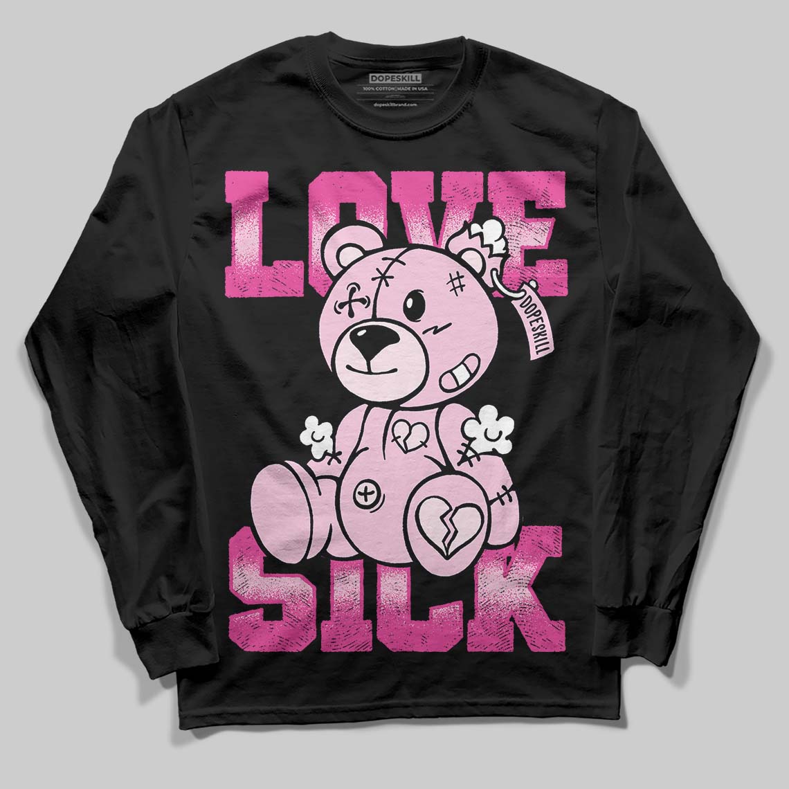Pink Sneakers DopeSkill Long Sleeve T-Shirt Love Sick Graphic Streetwear - Black
