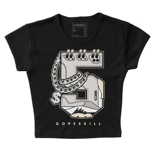 Jordan 5 SE “Sail” DopeSkill Women's Crop Top No.5 Graphic Streetwear - Black