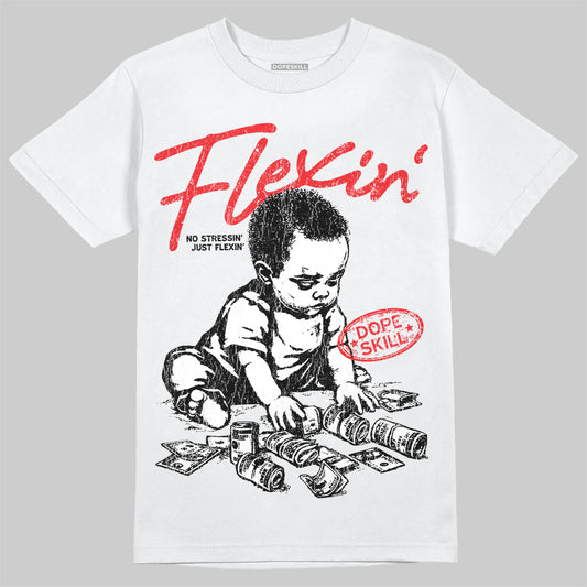 Jordan 11 Retro Cherry DopeSkill T-Shirt Flexin' Graphic Streetwear - White