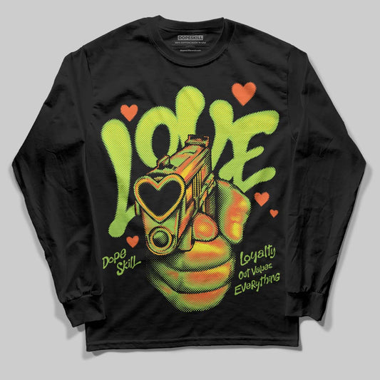 Neon Green Sneakers DopeSkill Long Sleeve T-Shirt Love Shot Graphic Streetwear - Black