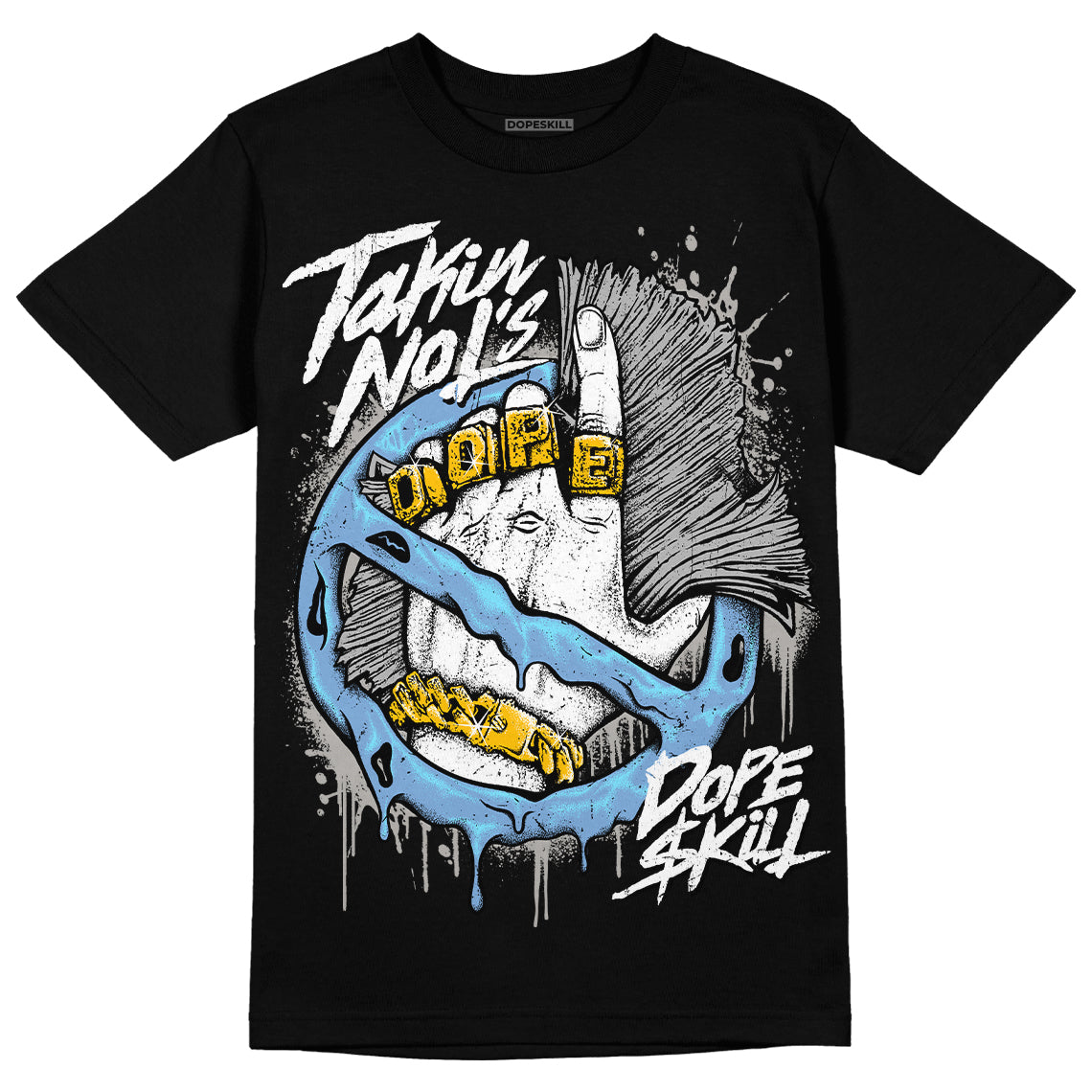 Jordan 5 Retro University Blue DopeSkill T-Shirt Takin No L's Graphic Streetwear - Black