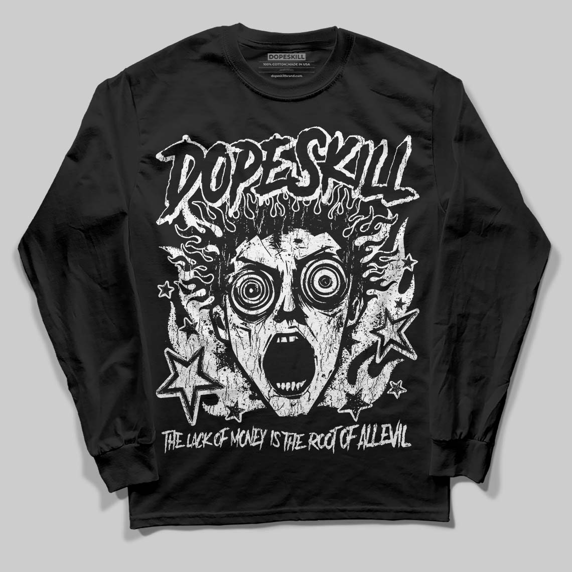 Black and White Sneakers DopeSkill Long Sleeve T-Shirt Root of Evil Graphic Streetwear - Black