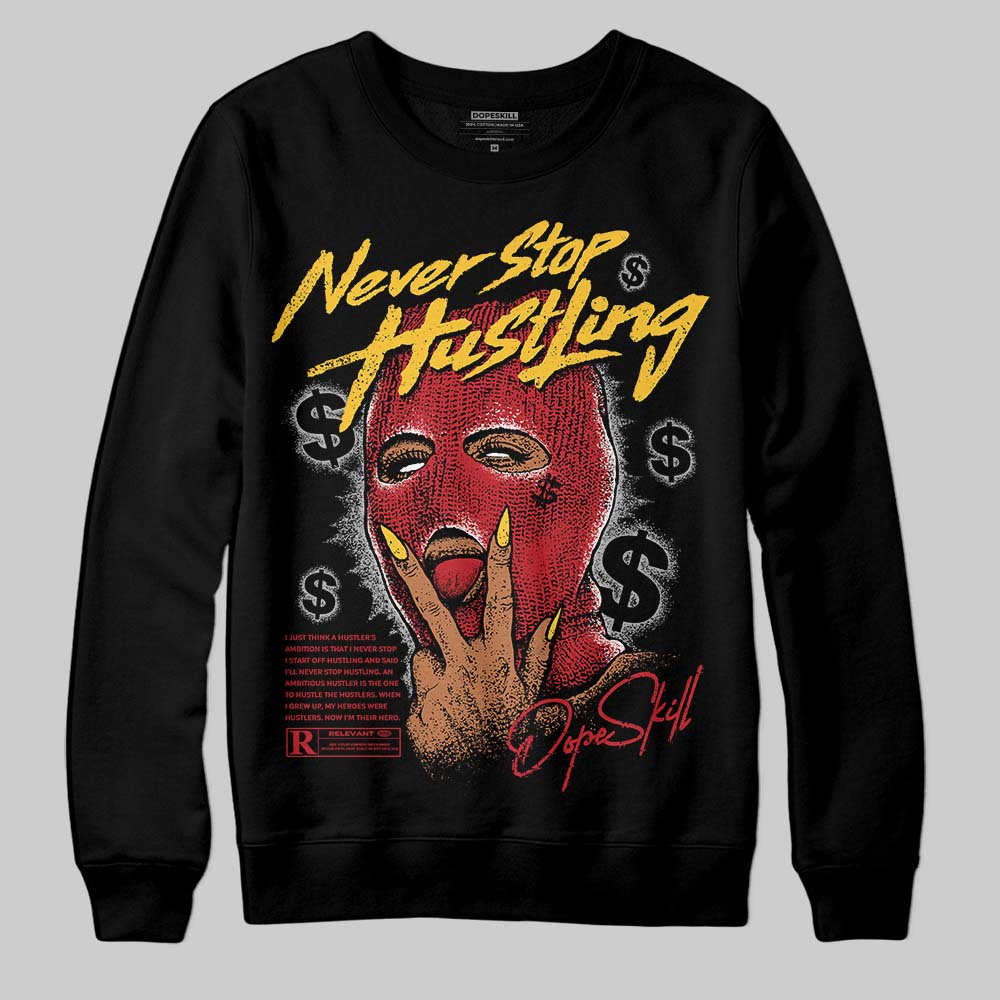 Jordan 14 Retro Ferrari (2025) DopeSkill Sweatshirt Never Stop Hustling Graphic Streetwear - Black