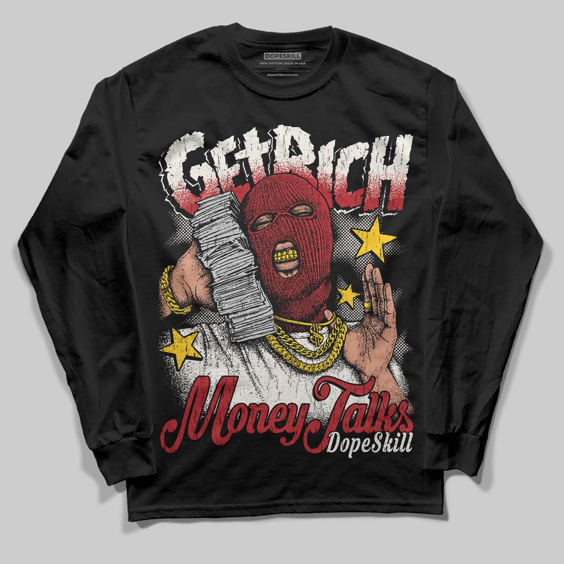Nigel Sylvester x Jordan 1 Low OG “Nitro” DopeSkill Long Sleeve T-Shirt Get Rich Graphic Streetwear - Black