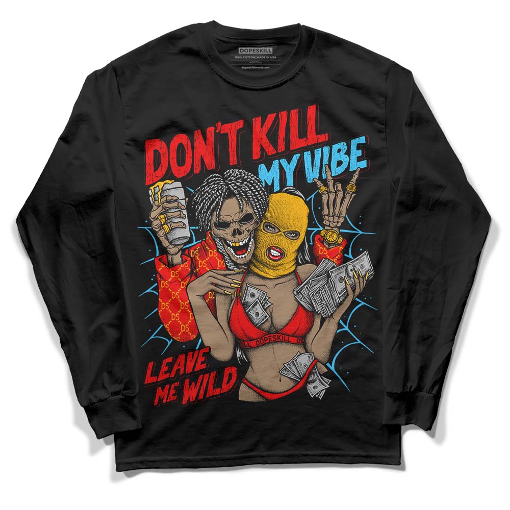 Red Sneakers DopeSkill Long Sleeve T-Shirt Don't Kill My Vibe Graphic Streetwear - Black