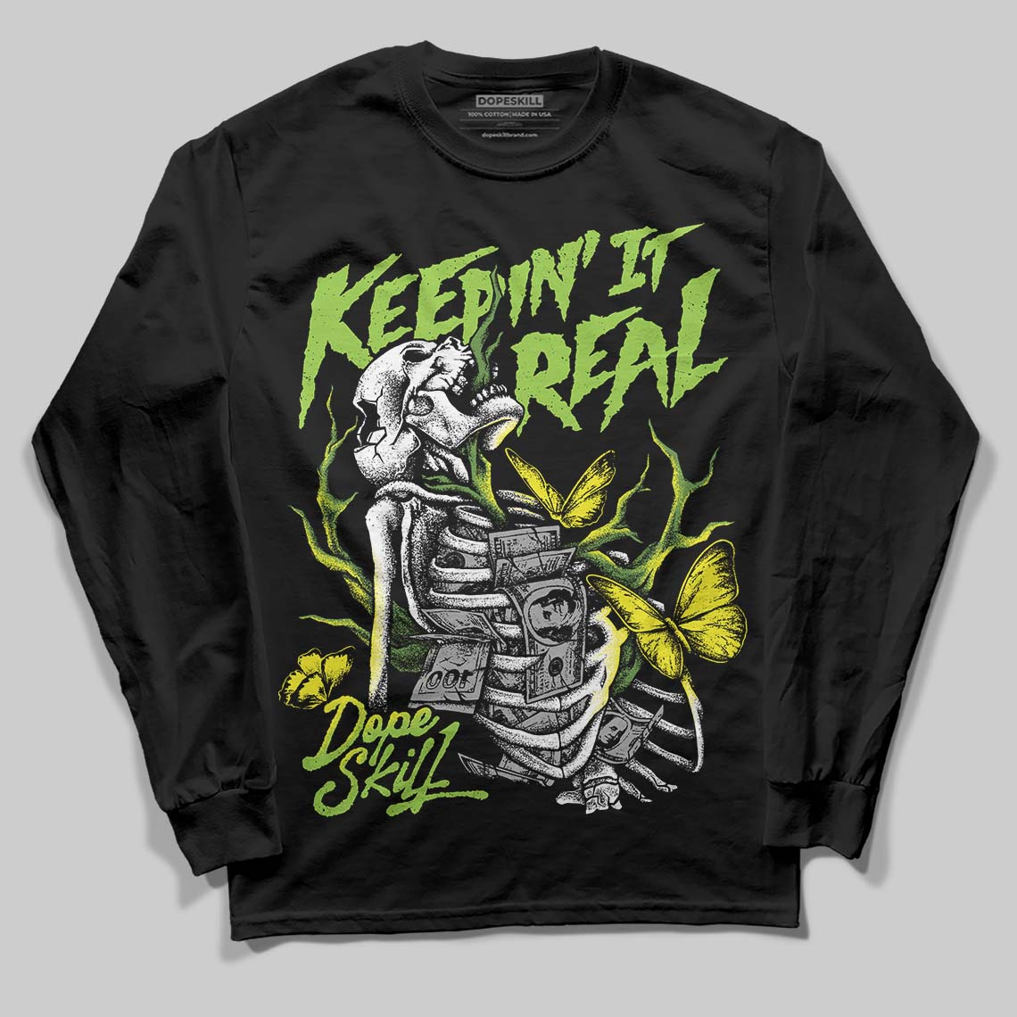 Neon Green Sneakers DopeSkill Long Sleeve T-Shirt Keepin' It Real Graphic Streetwear - black