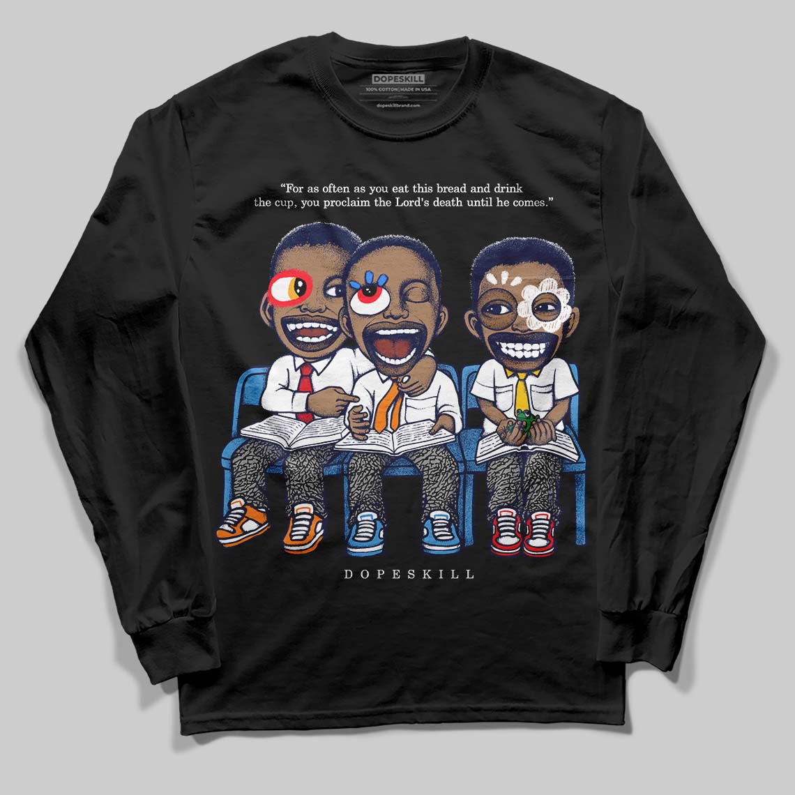 Jordan 3 "Midnight Navy" DopeSkill Long Sleeve T-Shirt First Sunday Graphic Streetwear - Black
