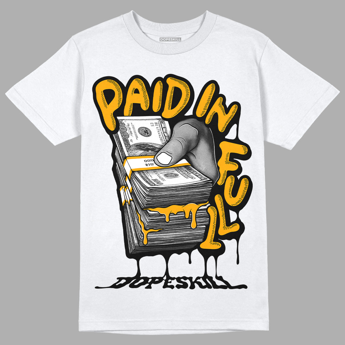 Jordan 12 Retro Black Taxi DopeSkill T-Shirt Paid In Full Graphic Streetwear - White