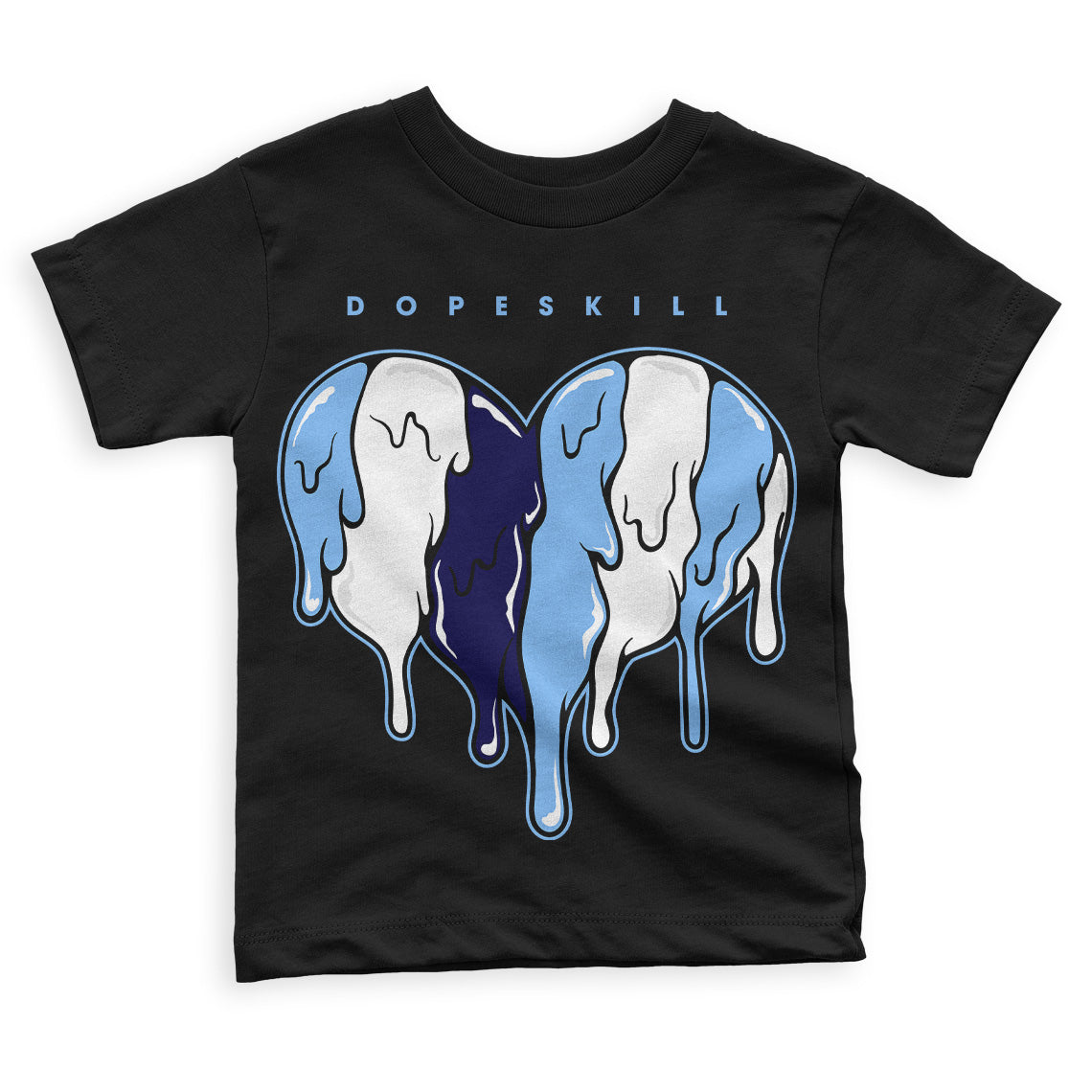 Jordan 6 University Blue DopeSkill Toddler Kids T-shirt Slime Drip Heart Graphic Streetwear - Black