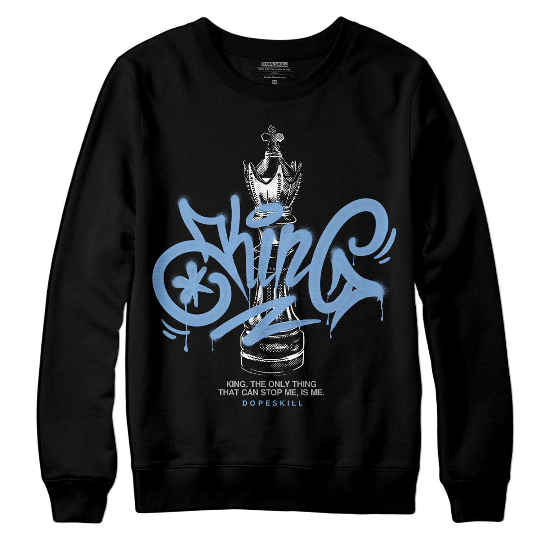 Jordan 5 Retro University Blue DopeSkill Sweatshirt King Chess Graphic Streetwear - Black