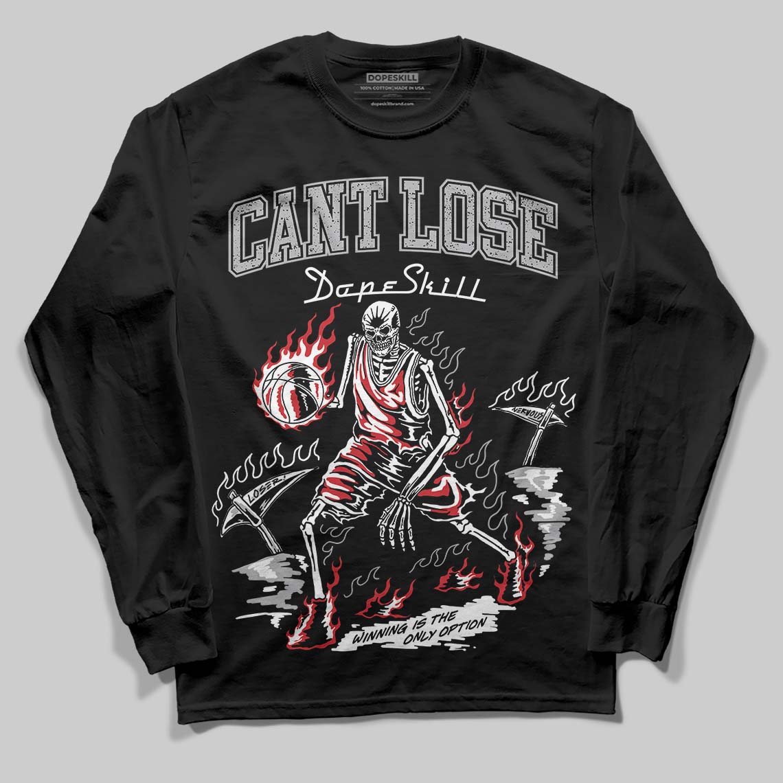 Jordan 4 OG “White Cement” DopeSkill Long Sleeve T-Shirt Cant Lose Graphic Streetwear - Black