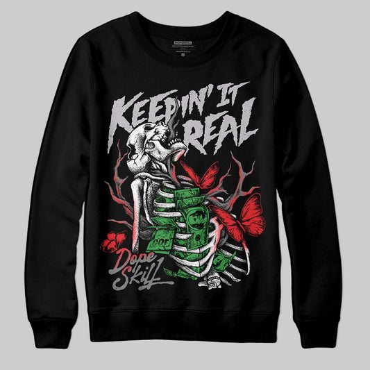 Grey Sneakers DopeSkill Sweatshirt Keepin' It Real Graphic Streetwear - Black